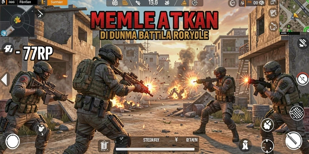 Screenshot 77RP menampilkan aksi Battle Royale yang seru dan mendebarkan.