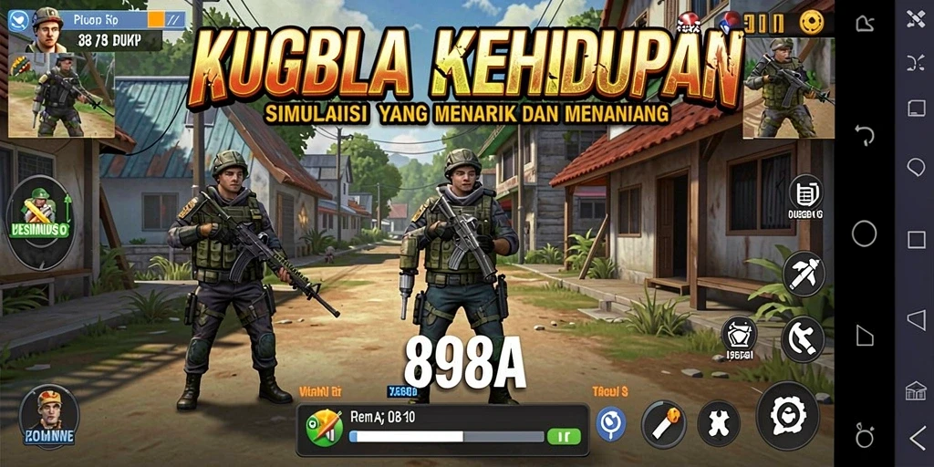 Tampilan gameplay 898A yang menarik dengan beragam aktivitas karakter.