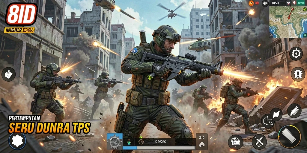 Screenshot utama menampilkan aksi seru dalam game TPS 8ID.