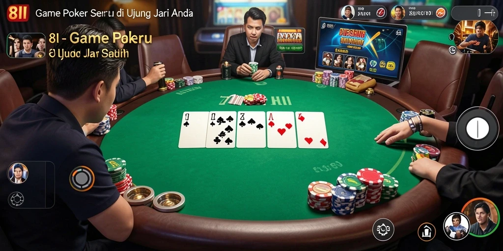 Tampilan gameplay seru dari 8II yang penuh strategi Poker.