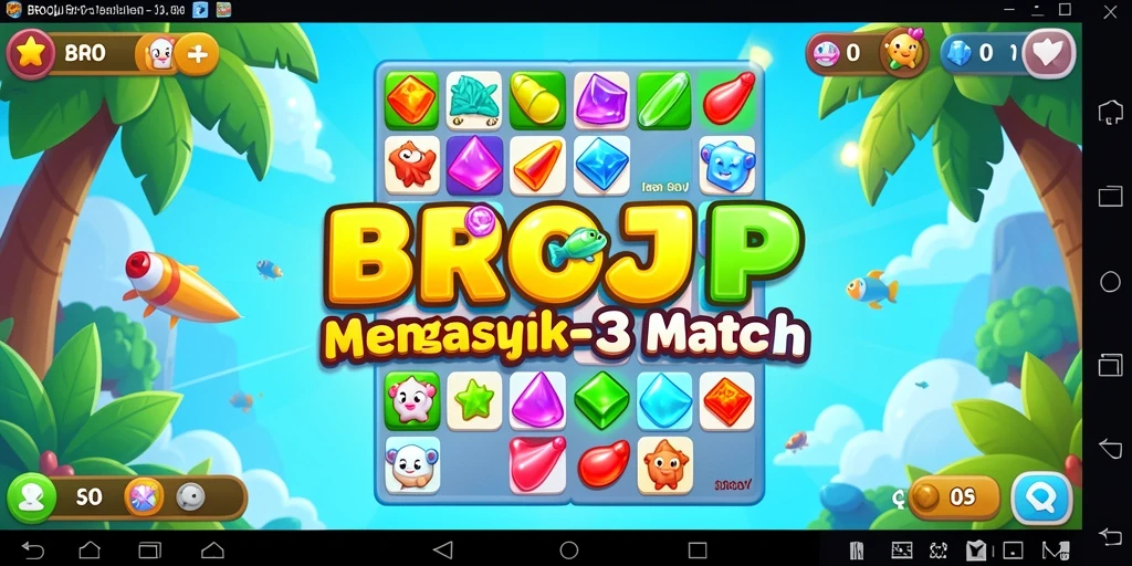 Tampilan gameplay berwarna-warni dari BROJP yang menantang.