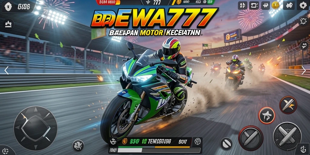 Tampilan gameplay mendebarkan dalam balapan motor.