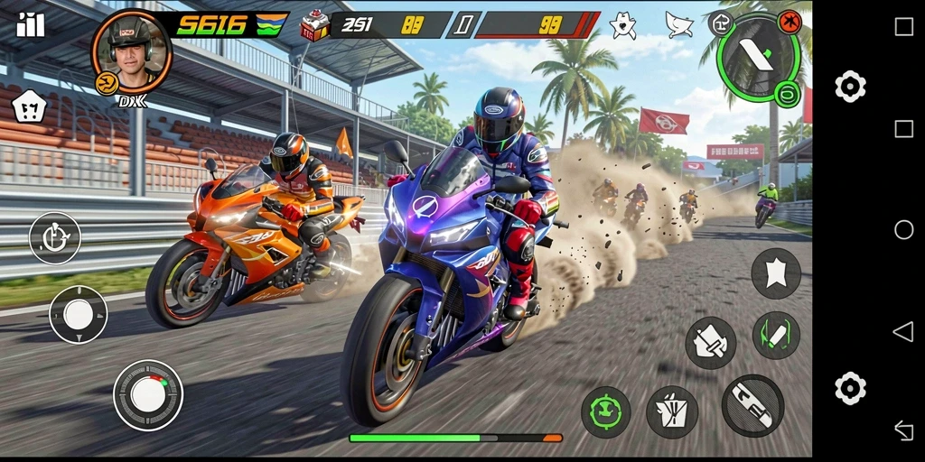 Tampilan gameplay DKK yang intens dan menarik saat balapan.