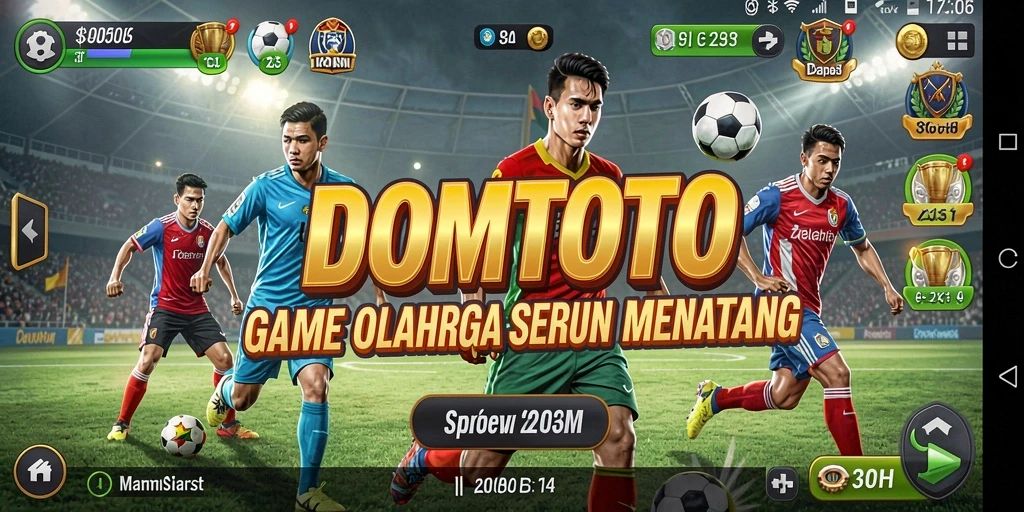 Tangkapan layar utama DOMTOTO menampilkan aksi intens dalam pertandingan olahraga.