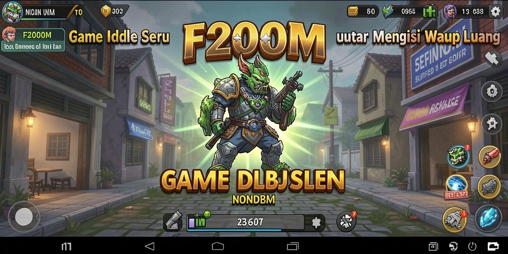 Tampilan gameplay utama F200M yang menarik dalam gaya Idle.