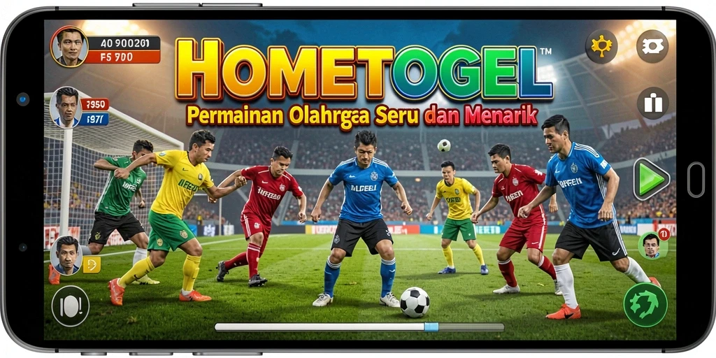 Screenshot gameplay HOMETOGEL menampilkan momen seru pertandingan olahraga.