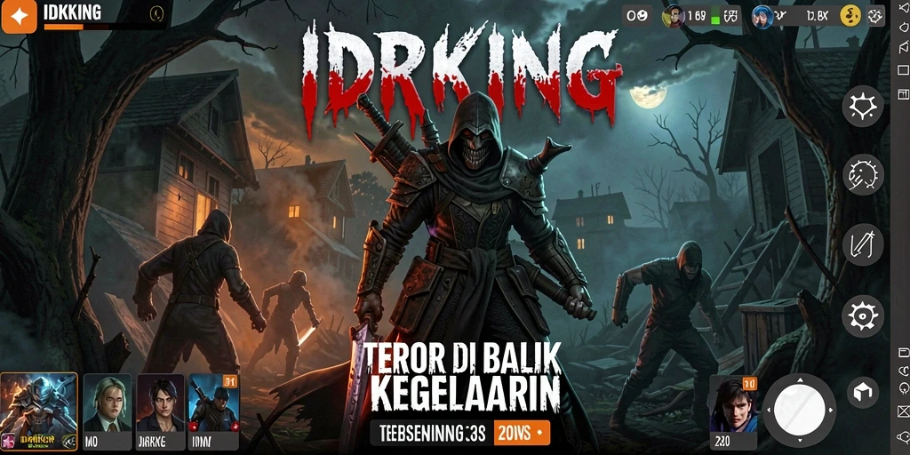 Screenshot gameplay IDRKING menampilkan momen menegangkan saat menjelajahi kegelapan.