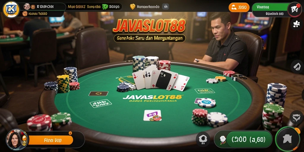 Tampilan menarik gameplay Poker di JAVASLOT88 dengan pemain yang berkompetisi.