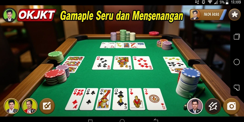 Screenshot utama OKJKT menampilkan momen seru permainan Gaple.