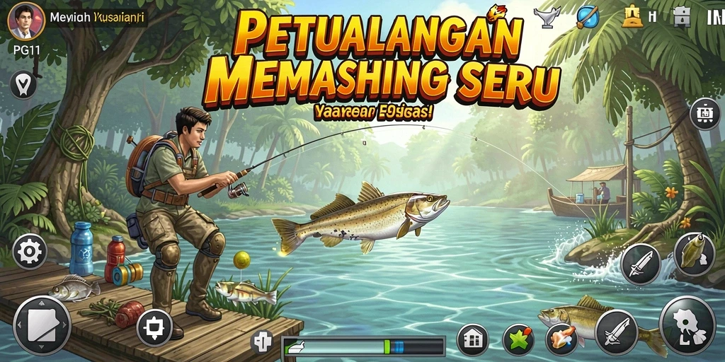 Screenshot PG11 menunjukkan tampilan menawan saat memancing di danau.
