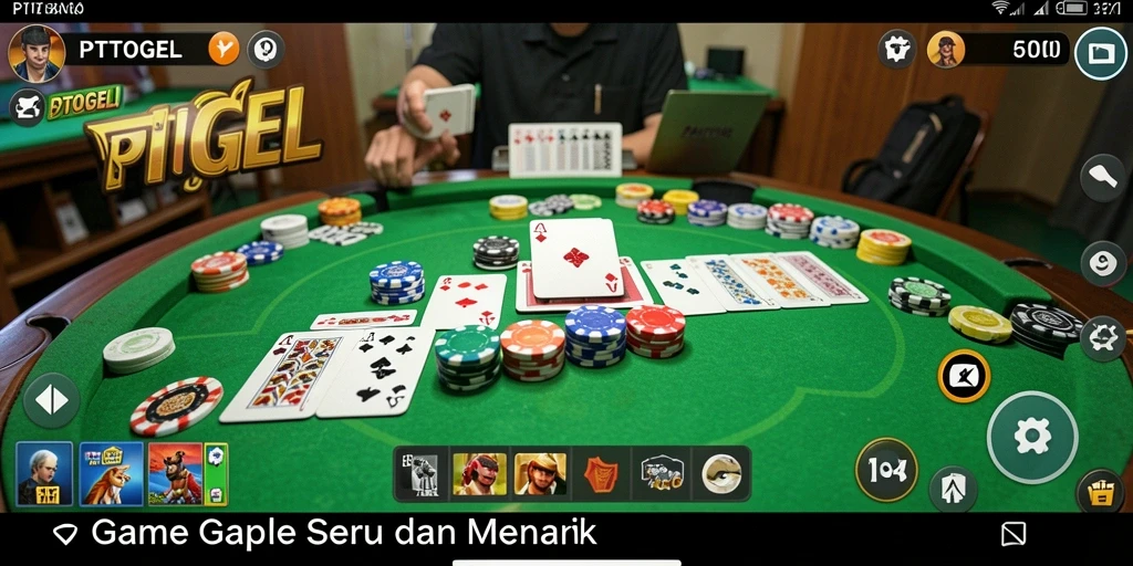 Screenshot gameplay PTTOGEL menampilkan suasana seru bermain Gaple.