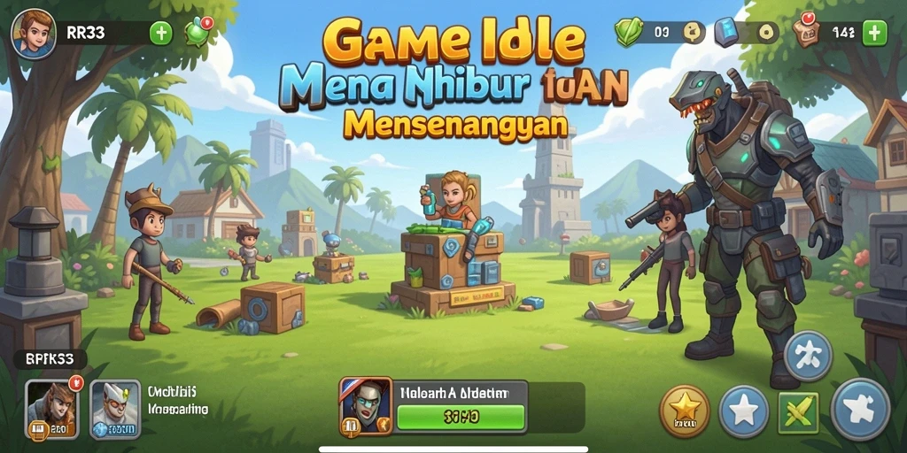 Screenshot utama RR33 menampilkan karakter dalam aksi gameplay Idle yang menarik.