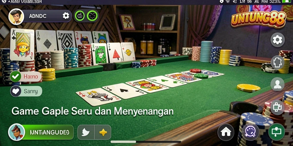 Tampilan gameplay seru dengan strategi Gaple yang menantang.
