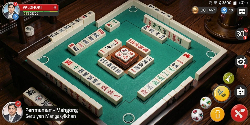 Tampilan Gameplay VALOHOKI dengan papan Mahjong yang dinamis.